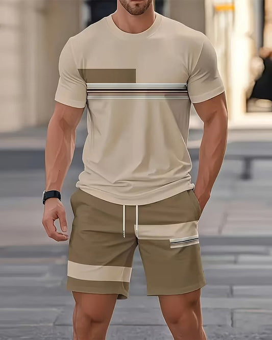 Striped Casual Short Sleeve Set
